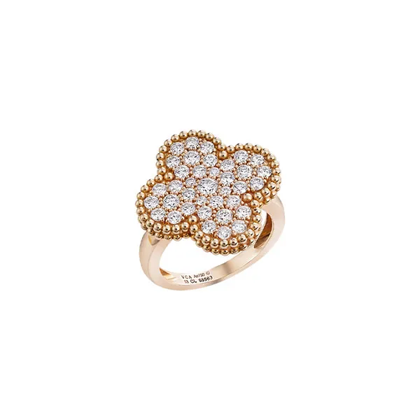 Nhẫn Jewery Luxury Magic Alhambra Ring Rose Gold Full Pavé Vàng Hồng - Trang sức - Vua Hàng Hiệu