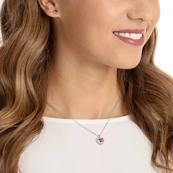 Set Dây Chuyền Và Khuyên Tai Swarovski Red, Rhodium Plated 5470602
