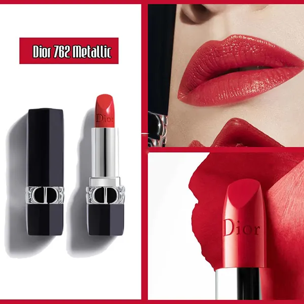 Son Dior Metallic 762 Dioramour Màu Đỏ San Hô - Son Môi - Vua Hàng Hiệu