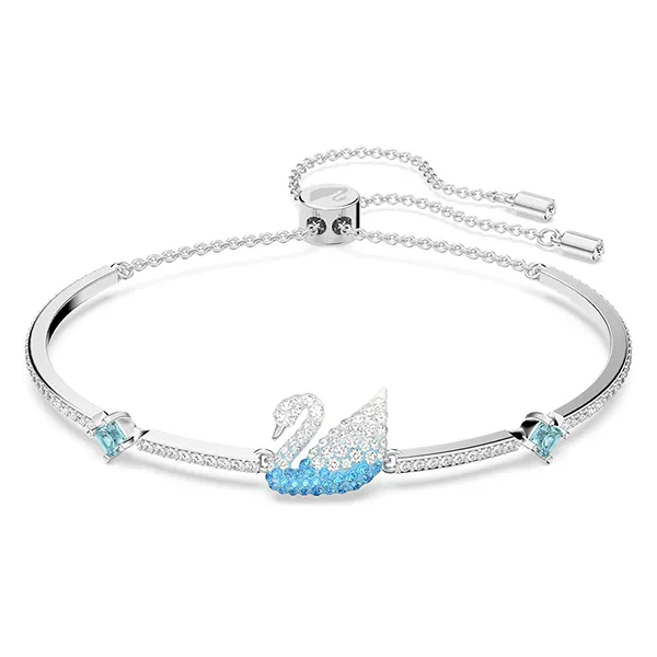 Vòng Đeo Tay Swarovski Iconic Swan Bangleswan, Blue, Rhodium Plated - Trang sức - Vua Hàng Hiệu