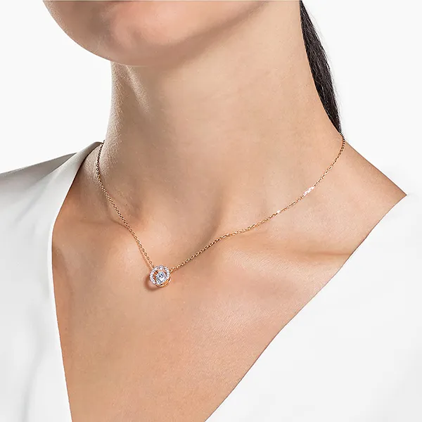 Dây Chuyền Swarovski Sparkling Dance Necklaceround, White, Rose Gold-Tone Plated 5272364 Vàng Hồng