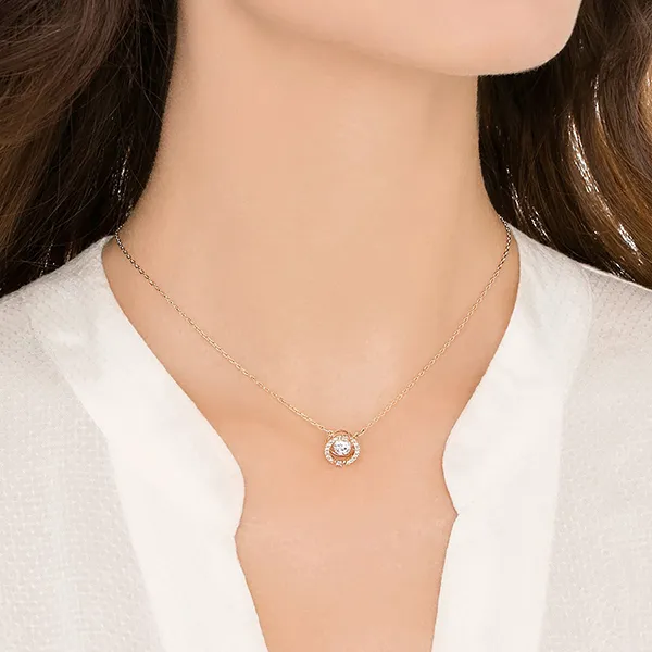 Dây Chuyền Swarovski Sparkling Dance Necklaceround, White, Rose Gold-Tone Plated 5272364 Vàng Hồng