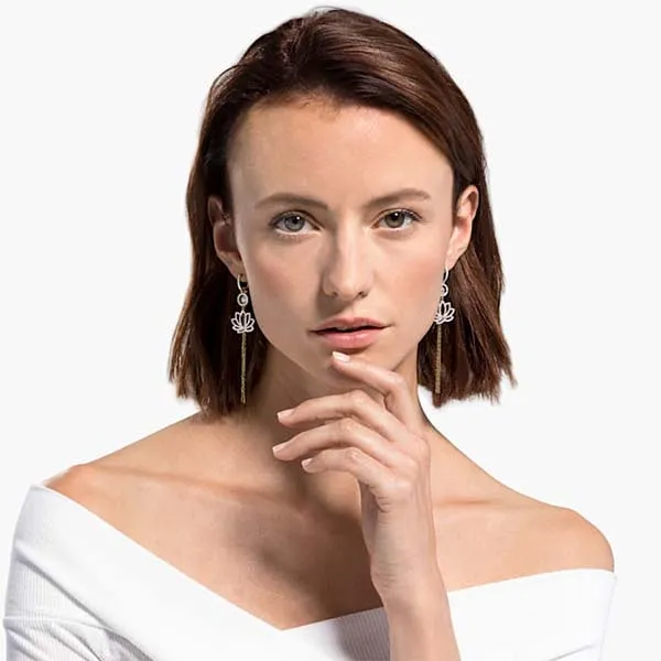 Khuyên Tai Swarovski Symbolic Lotus Pierced Earringsgreen, Gold-Tone Plated 5522840 - Trang sức - Vua Hàng Hiệu