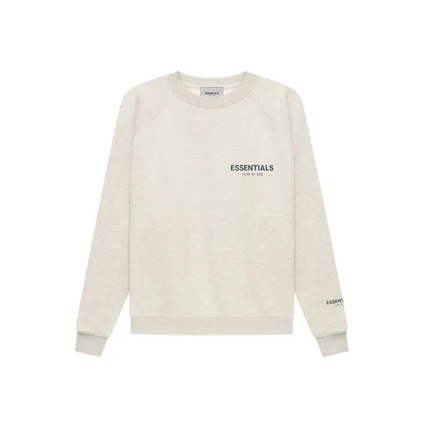 Áo Sweater Fear Of God Essentials Pullover Crewneck Light Heather Oatmeal Màu Xám Nhạt