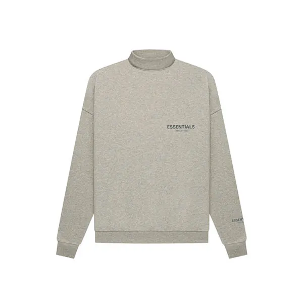 Áo Sweater Fear Of God Essentials Pullover Mockneck Dark Heather Oatmeal Màu Xám - Thời trang - Vua Hàng Hiệu