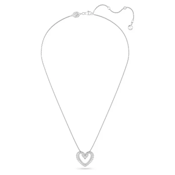 Dây Chuyền Swarovski Una Pendant Heart, Small, White, Rhodium Plated 5625533 Màu Bạc