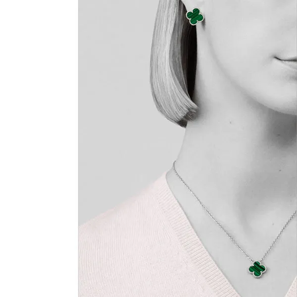 Dây Chuyền Jewery Luxury Alhambra Necklace Vàng Trắng Size 15mm - Trang sức - Vua Hàng Hiệu