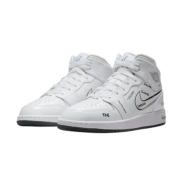 Giày Thể Thao Nike Air Jordan 1 Mid GS Schematic Màu Trắng Size 39 - Giày - Vua Hàng Hiệu