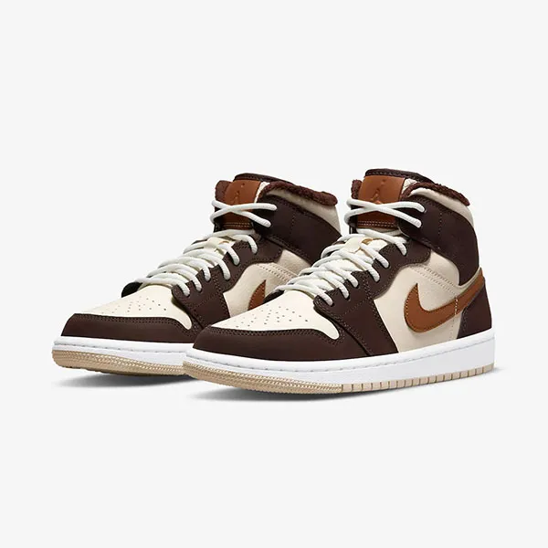 Giày Nike Air Jordan 1 Mid Chocolate Mocha Brown 2022 Màu Nâu Trắng