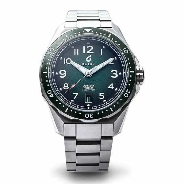 Đồng Hồ Nam Boldr Odyssey Freediver 202 Màu Bạc Mặt Xanh Rêu