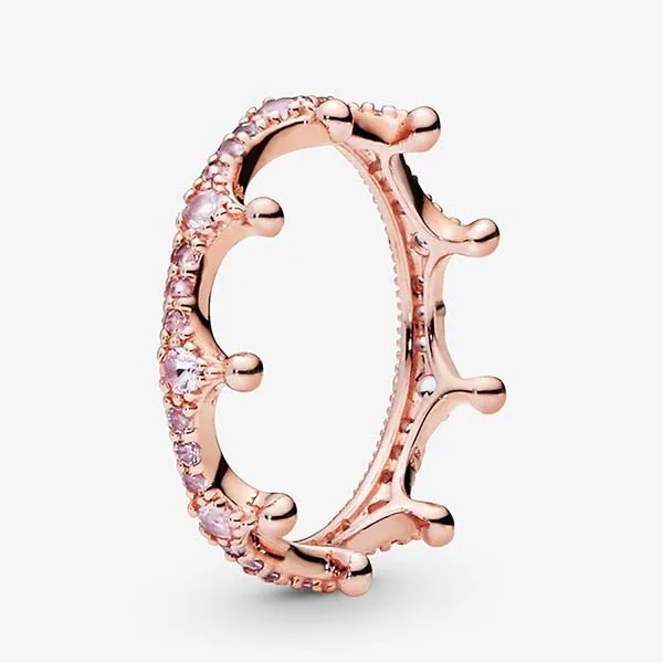 Nhẫn Nữ Pandora Pink Sparkling Crown Ring 187087NPO Màu Hồng - Trang sức - Vua Hàng Hiệu