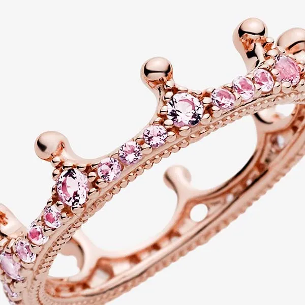 Nhẫn Nữ Pandora Pink Sparkling Crown Ring 187087NPO Màu Hồng - Trang sức - Vua Hàng Hiệu