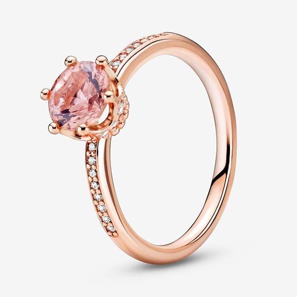 Nhẫn Nữ Pandora Pink Sparkling Crown Solitaire Ring 188289C01 Màu Vàng Hồng - 4