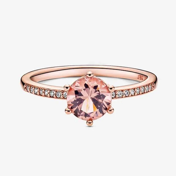 Nhẫn Nữ Pandora Pink Sparkling Crown Solitaire Ring 188289C01 Màu Vàng Hồng - 5