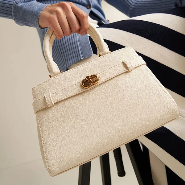 Túi Xách Nữ Charles & Keith CNK Aubrielle Metallic-Accent Belted Bag 50160102 Màu Trắng