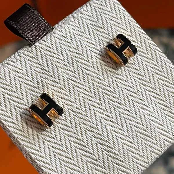 Khuyên Tai Hermès Mini Pop H earrings Màu Đen, Vàng Hồng - Trang sức - Vua Hàng Hiệu