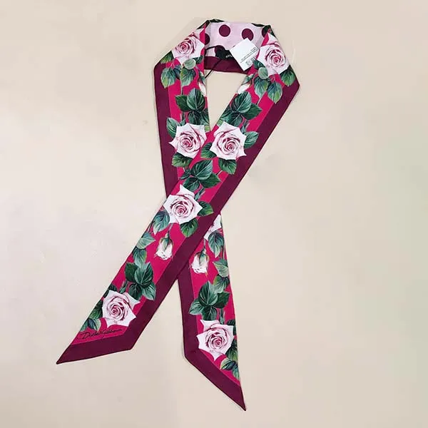 Khăn Quàng Cổ Dolce & Gabbana D&G Red Pink Silk Rose Dots Headscarf Tie Flowers Phối Màu - Thời trang - Vua Hàng Hiệu