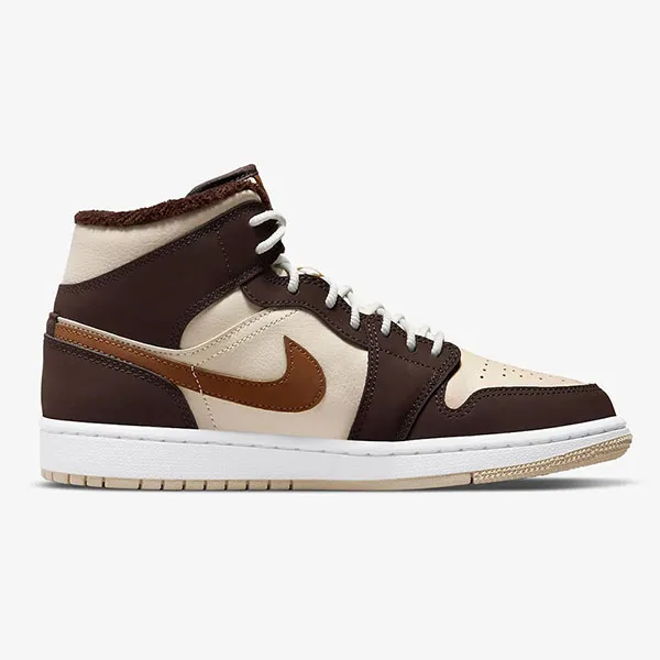Giày Nike Air Jordan 1 Mid Chocolate Mocha Brown 2022 Màu Nâu Trắng