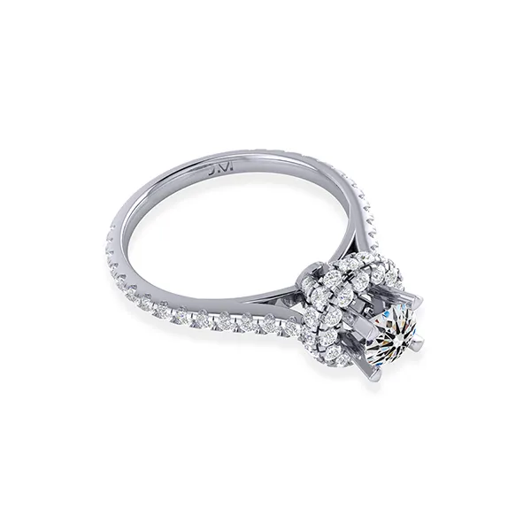 Nhẫn Jemmia Diamond Nữ 18K VNF2021122434 Vàng Trắng Đính Kim Cương (Giá Chưa Bao Gồm Đá Chủ)