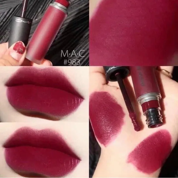 Son Kem Mac Powder Kiss 983 Burning Love Màu Đỏ Mận - Son Môi - Vua Hàng Hiệu