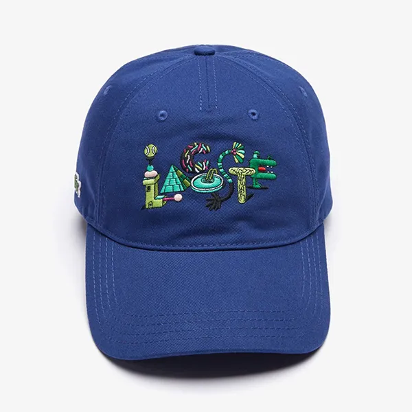 Mũ Lacoste X Jeremyville Unisex Desenli Saks Mavi Sapka Màu Xanh Blue