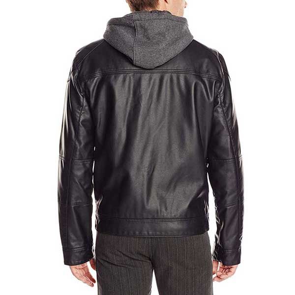 Áo Khoác Da Nam Calvin Klein CK Faux-Leather Moto Jacket With Hoodie Màu Đen - 4
