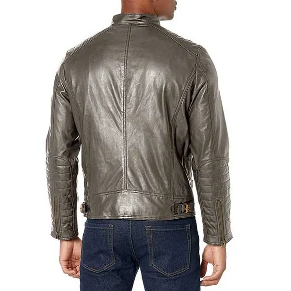 Áo Khoác Da Nam Cole Haan Signature Washed Leather Moto Jacket Màu Xám - Thời trang - Vua Hàng Hiệu