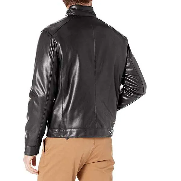 Áo Khoác Da Nam Cole Haan Signature Zip Front Faux Leather Moto Jacket Màu Đen - Thời trang - Vua Hàng Hiệu