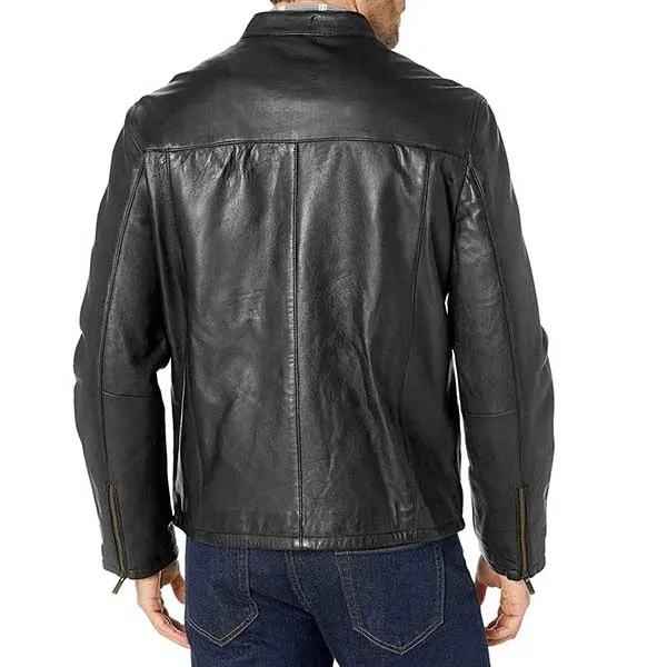 Áo Khoác Da Nam Cole Haan Smooth Leather Classic Moto Jacket Màu Đen - Thời trang - Vua Hàng Hiệu