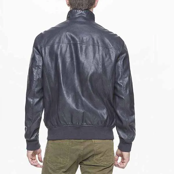 Áo Khoác Da Nam Tommy Hilfiger Smooth Lamb Faux Leather Unfilled Bomber Jacket Màu Xanh Navy