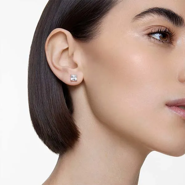 Khuyên Tai Swarovski Attract Stud Earringssquare Cut Crystal, Small, White, Rhodium Plated 5509936 Màu Bạc - Trang sức - Vua Hàng Hiệu