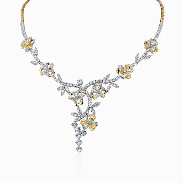 Dây Chuyền CZ Lộc Phúc Fine Jewelry VFH1008ANWWY.06 Trắng Vàng