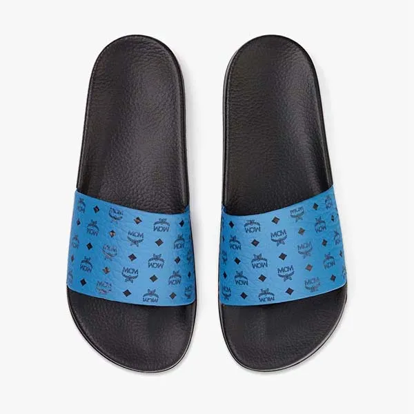 Dép MCM Men’s Visetos Rubber Slides Màu Xanh Size 43