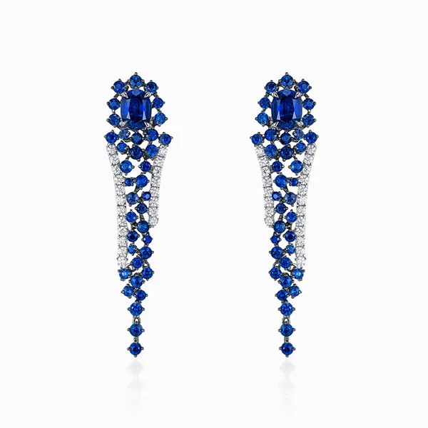 Khuyên Tai Lộc Phúc Fine Jewelry DFH0092AEWWB.22 Đính Kim Cương Màu Xanh - Trang sức - Vua Hàng Hiệu