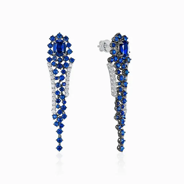 Khuyên Tai Lộc Phúc Fine Jewelry DFH0092AEWWB.22 Đính Kim Cương Màu Xanh - Trang sức - Vua Hàng Hiệu