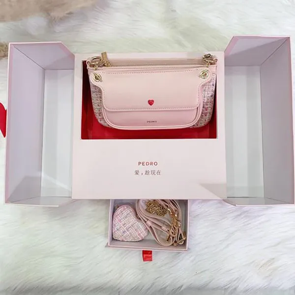 Túi Đeo Vai Pedro Tweed Double Flap Shoulder Bag 752100093-1 Màu Hồng FullBox - Túi xách - Vua Hàng Hiệu