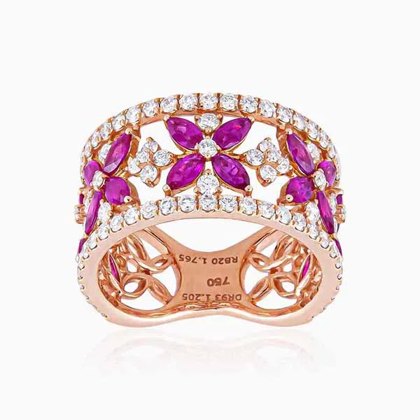 Nhẫn Lộc Phúc Fine Jewelry F1B.DFH0010RR Vàng Hồng Đính Kim Cương - Trang sức - Vua Hàng Hiệu