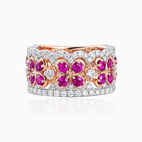 Nhẫn Lộc Phúc Fine Jewelry F1B.DFH0013R Vàng Hồng Đính Kim Cương