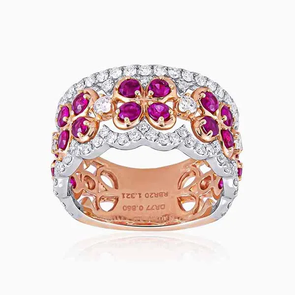 Nhẫn Lộc Phúc Fine Jewelry F1B.DFH0013R Vàng Hồng Đính Kim Cương