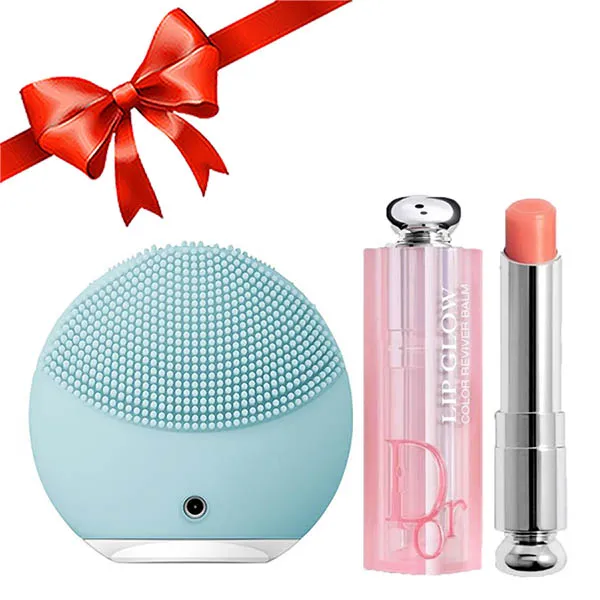 Combo Máy Rửa Mặt Foreo Mini 2 Mint + Son Dưỡng Dior Addict 004 2021