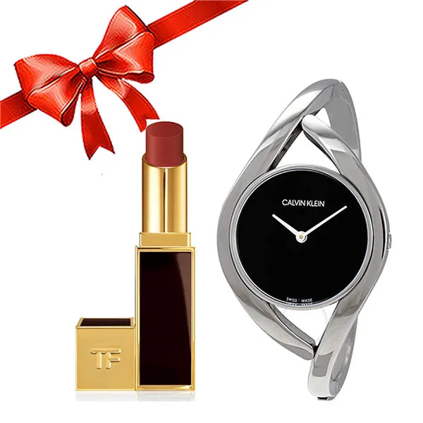 Combo Đồng Hồ Nữ Calvin Klein CK K8U2M111 Và Son Tom Ford Lip Color Màu 27 Đỏ Gạch - Đồng hồ - Vua Hàng Hiệu