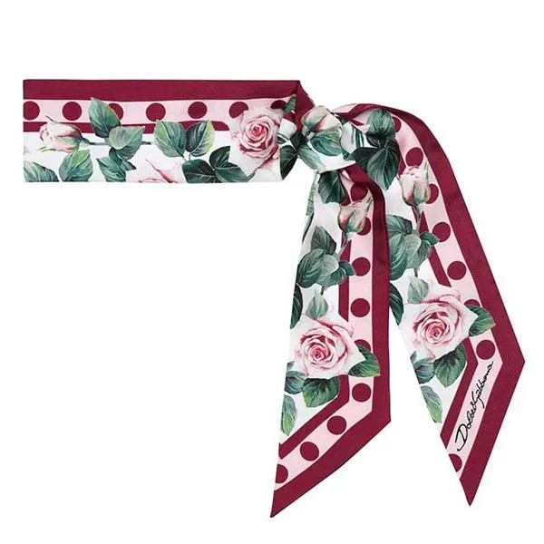 Khăn Quàng Cổ Dolce & Gabbana D&G Red Pink Silk Rose Dots Headscarf Tie Flowers Phối Màu - Thời trang - Vua Hàng Hiệu