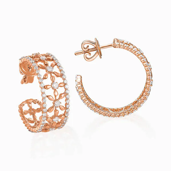 Khuyên Tai Lộc Phúc Fine Jewelry K3B.DFH0005E Vàng Hồng Đính Kim Cương - Trang sức - Vua Hàng Hiệu