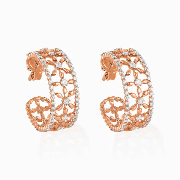 Khuyên Tai Lộc Phúc Fine Jewelry K3B.DFH0005E Vàng Hồng Đính Kim Cương - Trang sức - Vua Hàng Hiệu