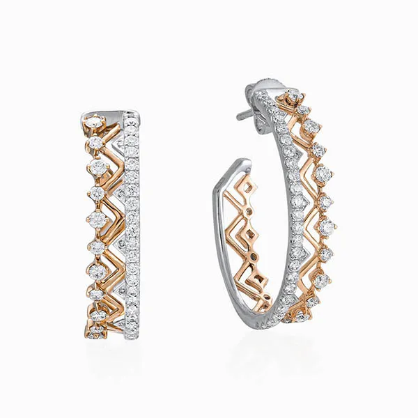 Khuyên Tai Lộc Phúc Fine Jewelry K3B.DFH0009E Vàng Trắng Đính Kim Cương - Trang sức - Vua Hàng Hiệu