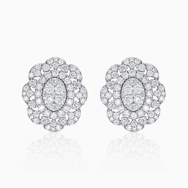 Khuyên Tai Lộc Phúc Fine Jewelry K3B.DFH0120E Vàng Trắng Đính Kim Cương - Trang sức - Vua Hàng Hiệu