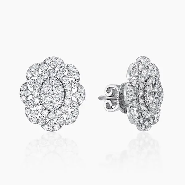 Khuyên Tai Lộc Phúc Fine Jewelry K3B.DFH0120E Vàng Trắng Đính Kim Cương - Trang sức - Vua Hàng Hiệu