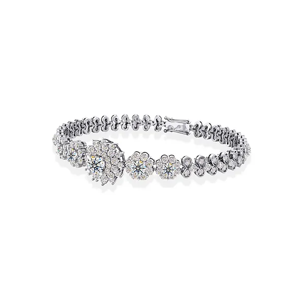Vòng Đeo Tay Jemmia Diamond Nữ 18K VBT2021122433 Vàng Trắng Đính Kim Cương (Giá Chưa Bao Gồm Đá Chủ) - Trang sức - Vua Hàng Hiệu