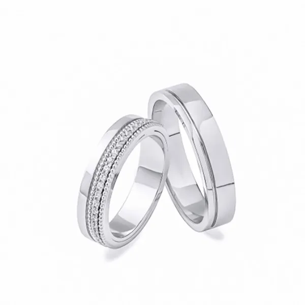 Nhẫn Cưới Phú Quý WD354753 Vàng Trắng