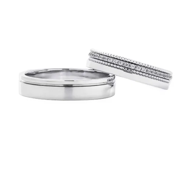 Nhẫn Cưới Phú Quý WD354753 Vàng Trắng